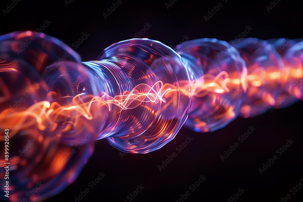 Aufkleber abstract depiction of light wave or energy flow with vibrant colors and dynamic shapes, ideal for sc