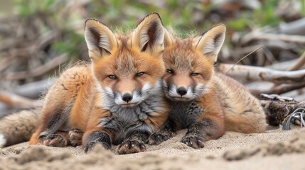 Fototapeta premium Wild Red Fox in Its Natural Habitat in A National Park