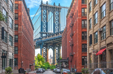 The historic Manhattan Bridge seen from Brooklyn