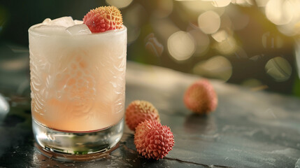 iced lychee drink, high quality drink photography