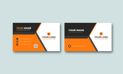  Small business card design template with a modern and dynamic theme using geometric shapes with a futuristic look.