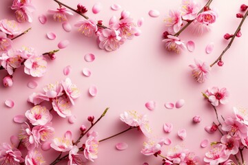 Fototapeta premium spring background with cherry flowers and branches