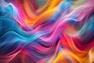 Obraz premium Vibrant abstract digital art featuring colorful wave forms and dynamic bright colors, creating a stunning visual effect
