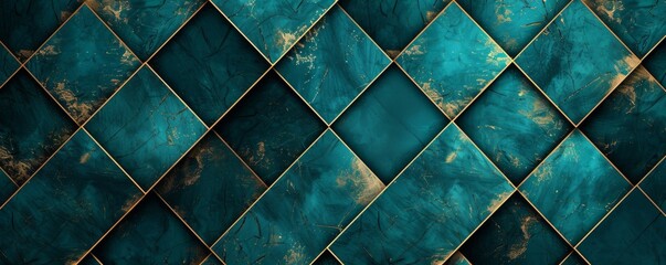 Elegant dark teal and gold geometric pattern with luxurious texture
