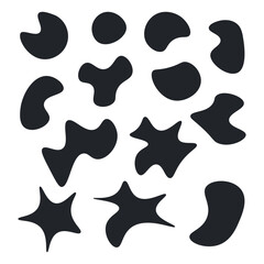 Set of irregular random liquid blobs in different shapes. Modern abstract forms. Vector graphic in flat style