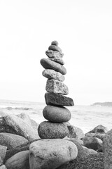 pile of stones on the beach