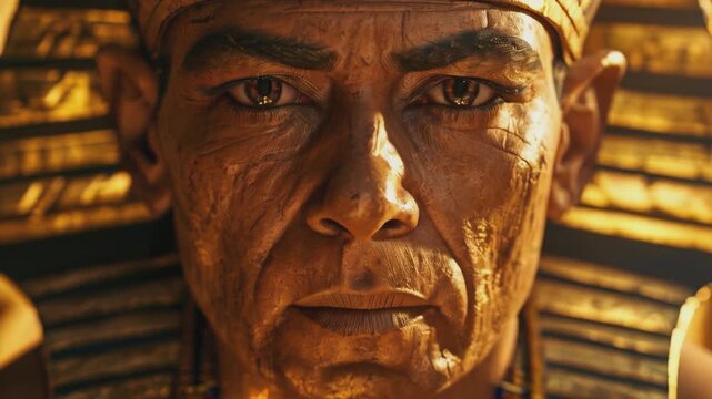 Portrait of an ancient Egyptian pharaoh. Possibly Amenhotep, Djoser, Cheops, Ramses or Tutankhamun
