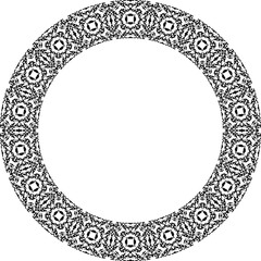Round frame with abstract shapes pattern. Vector illustration isolated on white background.