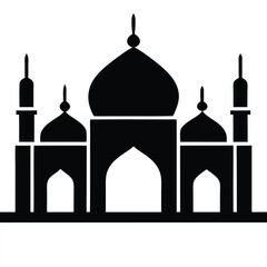mosque vector, black color silhouette, white background.  
