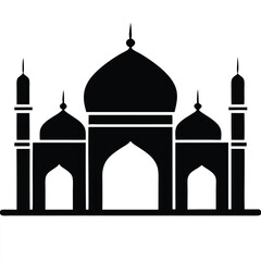 mosque vector, black color silhouette, white background.  