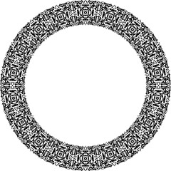 Round frame with abstract shapes pattern. Vector illustration isolated on white background.