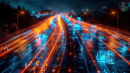 Digital Cityscape at Night