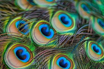 Obraz premium Vibrant Peacock Feathers Displaying Intricate Patterns On A Soft Color Background