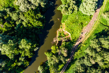 Bird's eye view of river bed with steep bank