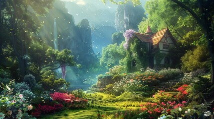 dreamy fairyland with gates and harmony