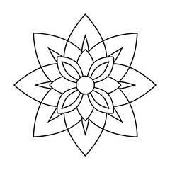 Simple line art Mandala design for Coloring page, Patterns