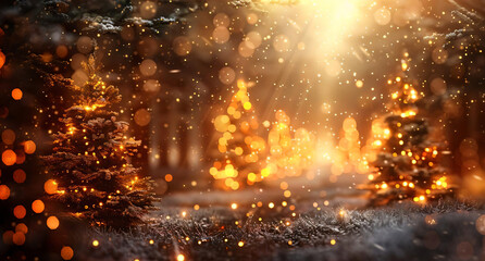 Naklejka premium Magical Christmas Tree in a Winter Forest.