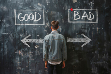 good or bad choice concept, business ethics