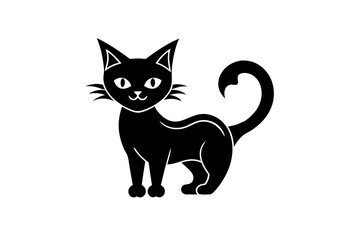  Vector Line Art Halloween Cat Icon - Perfect for Spooky Designs