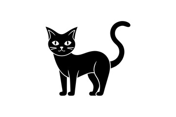  Vector Line Art Halloween Cat Icon - Perfect for Spooky Designs