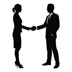 Fototapeta premium a business man and woman are hand shakeing, vector art illustration, flat style, isolated white background