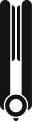 Simple glyph icon representing a hair straightener, a tool used by hairdressers in beauty salons to straighten hair