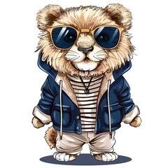 Locu Nautical animal fashion cartoon isolated whitebackground 16:9