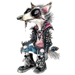 Locu Punk animal fashion cartoon isolated whitebackground