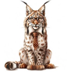 Lynx Geek Chic animal fashion cartoon isolated whitebackground 16:9