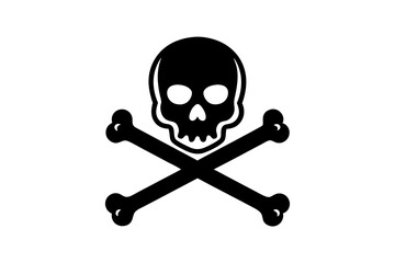 Vector Line Art Halloween Skull and Crossed Bones Icon - Perfect for Spooky Designs