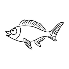 Abstract cartoon fish in simple line art style.