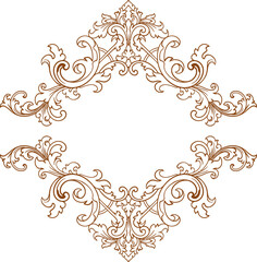 Baroque engraved. Victorian floral ornamental borders, vintage decorative frame elements. Vector illustration royal set for wedding invitation and greeting cards, ornaments romantic invitations