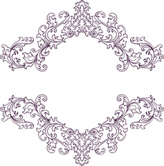 Baroque engraved. Victorian floral ornamental borders, vintage decorative frame elements. Vector illustration royal set for wedding invitation and greeting cards, ornaments romantic invitations