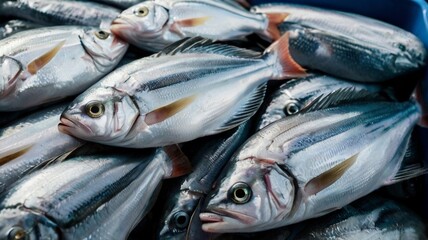 Fototapeta premium Specializing in the wholesale sea fish industry, we provide a comprehensive range of frozen seafood products. Our business focuses on the import and export of high-quality fish to distributors and ret