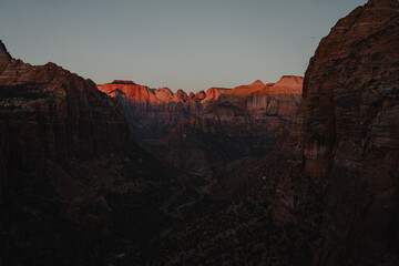 sunrise at canyon overlook trail in Zion National Park, Utah
