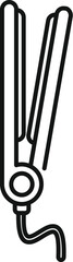 Hair straightener icon in outline style for beauty salon, hairdressing service or barbershop