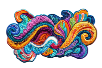 Vibrant Colorful Abstract Embroidery Design for Textile Art and Craft Decoration