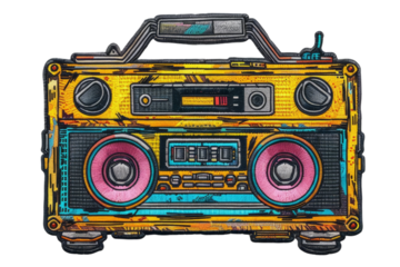 Retro Boombox Patch Design for Apparel, Accessories, or DIY Projects