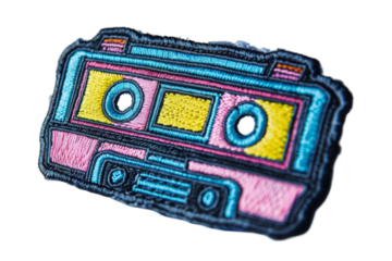 Retro Cassette Patch Vibrant Embroidered Design for Jackets, Bags, and Accessories