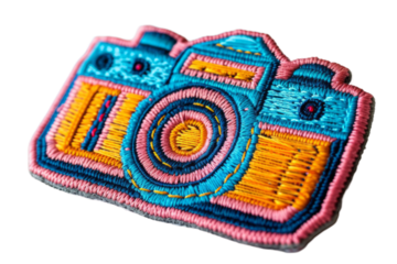 Colorful Embroidered Camera Patch Design for Sewing, Crafts, and Fashion Accessories