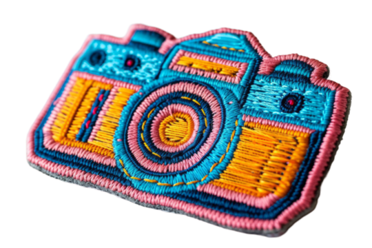 Colorful Embroidered Camera Patch Design for Sewing, Crafts, and Fashion Accessories