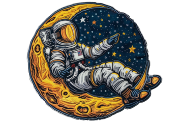 Astronaut in Space Embroidered Patch Design Outer Space Exploration for Apparel, Jackets, Bags