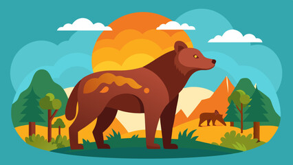 Wildlife scenario art vector illustration 