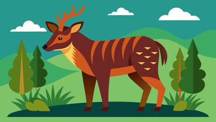 Wildlife scenario art vector illustration 