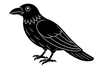 Vector Line Art Halloween Common Raven Icon