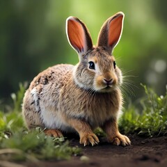 Fototapeta premium rabbit in a meadow on grass 
