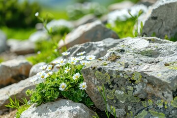 Alpine Garden Style Mountainous Flora Concept An alpine garden showcases mountainous flora