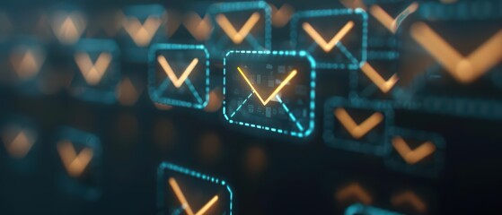 Email Marketing excels with sunlight filtering through personalized email automation systems, creating an ultramodern, supernatural scene, banner, with copy space