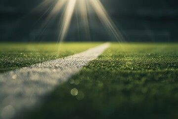 Obraz premium Preseason The excitement of preseason brings renewed energy and hope, with sunlight filtering through the stadium, highlighting the players as they warm up, banner, with copy space