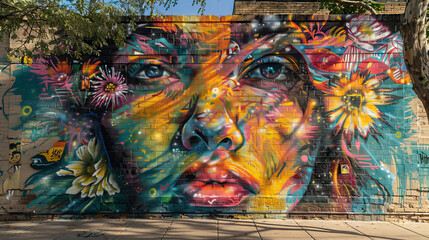 Fototapeta premium Highlight street art that reflects cultural themes, social issues, or historical events, using powerful imagery and symbolism to convey messages to the community. 